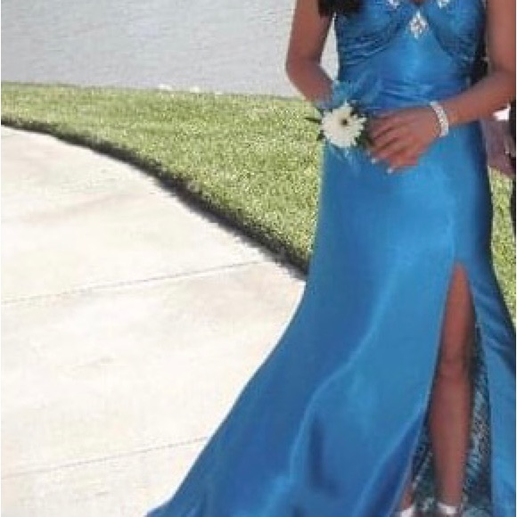 Blue strapless prom dress - Picture 10 of 12